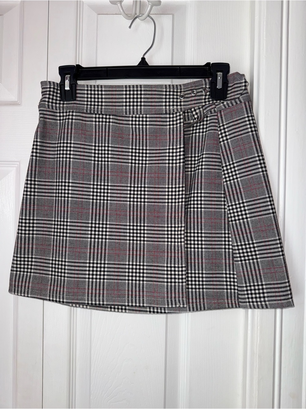 Forever 21 Gray Plaid Mini Skirt with Red Accents